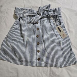 JOLT Junior Large‎ mini skirt blue white stripe linen blend  NWT